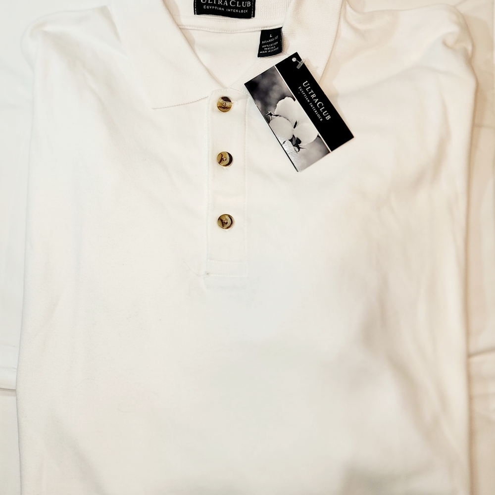 Ultra Club Men's White Polo Shirt Size Large NWT